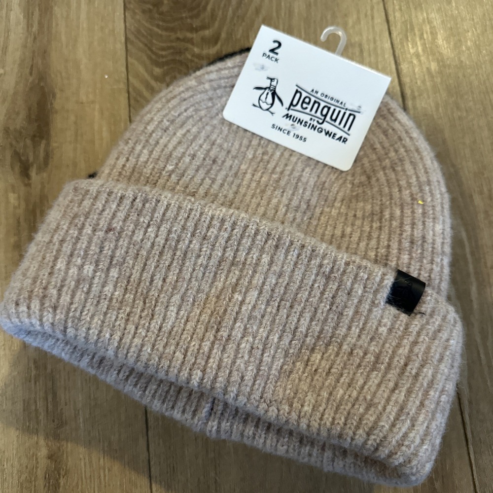 2 Pack - Original Penguin By Munsingwear 5% Wool-Blend Knit Cuffed Beanie Hat